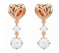 Swarovski Lifelong Heart drop earrings, Heart, White, Rose gold-tone plated