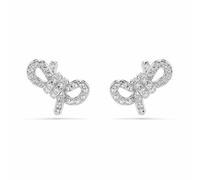 Swarovski Lifelong Stud Earrings, Pavé, Bow, White, Rhodium Plated