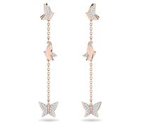 Swarovski Lilia Drop Butterfly Long White Rose Gold-tone Plated Earrings 5636426