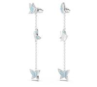 Swarovski Lilia drop earrings, Butterfly, Blue, Rhodium plated
