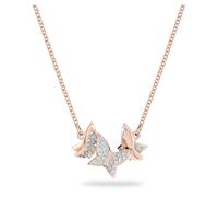 Swarovski Lilia necklace, Butterfly, White, Rose-gold tone plated