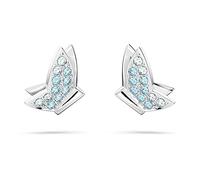 Swarovski Lilia stud earrings, Butterfly, Blue, Rhodium plated