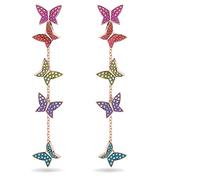 Swarovski Millenia Drop Earrings, Pink, Red and Clear Crystals in a Mixed Metal Setting, from the Millenia Collection