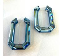 SWAROVSKI Lucent Hoop Earrings Blue Vibrant Crystal Octagon 5633950 NEW in Box