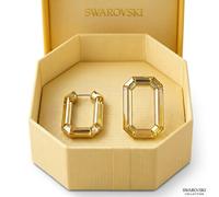 SWAROVSKI Lucent Hoop Earrings Yellow Vibrant Crystal Octagon 5633954 NEW in Box