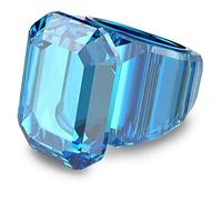 Swarovski Lucent Ring, Blue Octagon Cut Crystal and Blue Crystal Band with Metal Inlay, from the Lucent Collection, Size 58