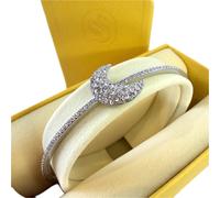 Luna bangle, Moon, White, Rhodium plated