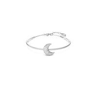 Luna bangle, Moon, White, Rhodium plated