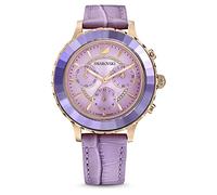 Swarovski Lux Chronograph Watch, Purple Leather Strap, Purple Sunray Dial and Crystal Details, from The Octea Collection