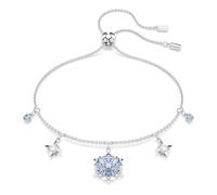 Swarovski Magic Charm Bracelet, Snowflake Motif with Blue and Clear Mixed-Cut Crystals in a Rhodium-Finished Setting, Part of the Magic Collection