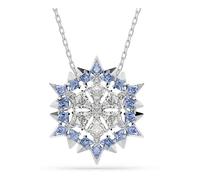 Swarovski Magic Pendant Necklace/Brooch, Snowflake Motif with Blue and Clear Kite-Cut Crystals in a Rhodium-Finished Setting, Part of the Magic Collection