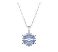 Swarovski Magic Pendant Necklace, Snowflake Motif with Blue Kite-Cut Crystals in a Rhodium-Finished Setting, Part of the Magic Collection