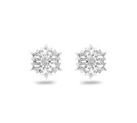 Swarovski Magic stud earrings, Snowflake, clear, Rhodium finish