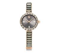 Swarovski Matrix Bangle Watch, Water-Resistant Swiss-Made Bracelet Wristwatch with Grey Baguette-Cut Crystals in a Rose Gold-Tone Finish, Part of The Matrix Collection