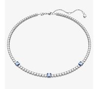 Swarovski Matrix Blue Mixed Cut Rhodium Plated Tennis Necklace 5666167 (M)