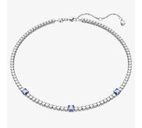 Swarovski Matrix Blue Mixed Cut Rhodium Plated Tennis Necklace 5666167 (M) In White White