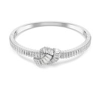Matrix bangle, Baguette cut, Knot, White, Rhodium plated