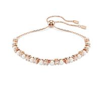 Swarovski Matrix Bracelet - Round White Crystals and Crystal Beads in Rose Gold Plated Frame, One Size , Rose Gold Plated Crystal Bead, Zirconia, Zirconia Crystal Bead, One, One Size, One Size