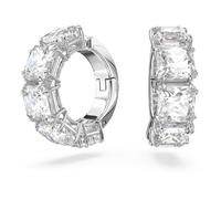 Swarovski Matrix clip earrings, Square cut, White, Rhodium plated