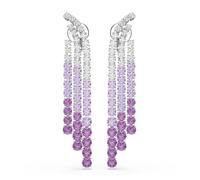 Swarovski Matrix Clip On Earrings Color Gradient Round Purple Rhodium Plated One Size Crystal Cubic Zirconia One Size Crystal Cubic Zirconia One Size Crystal Cubic Zirconia One Size