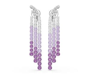 Swarovski Matrix Clip On Earrings Color Gradient Round Purple Rhodium Plated One Size Crystal Cubic Zirconia One Size Crystal Cubic Zirconia One Size Crystal Cubic Zirconia One Size