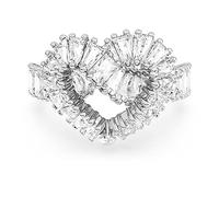 Swarovski Matrix cocktail ring, Mixed cuts, Heart, White, Rhodium plated, 55