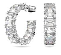 Swarovski Millenia Hoop Octagon Cut Zirconia White Rhodium Plated Earrings - Crystal / Rhodium Plated
