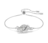Matrix bracelet, Baguette cut, Knot, White, Rhodium plated