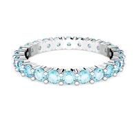 Swarovski Matrix ring, Round cut, Blue, Rhodium plated, 55