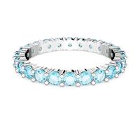 Swarovski Matrix ring, Round cut, Blue, Rhodium plated, 50