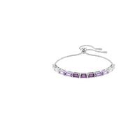 Matrix bracelet, Baguette cut, Purple, Rhodium plated