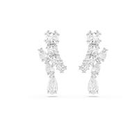 Swarovski Matrix drop earrings, Mixed cuts, White, Rhodium plated