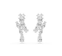 Swarovski Matrix Drop Earrings Mixed Cut Clear Rhodium Plated One Size Cubic Zirconia
