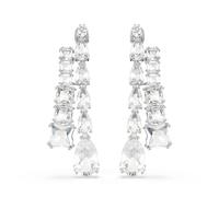 Swarovski Matrix drop earrings, Mixed cuts, White, Rhodium plated