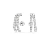 Swarovski Matrix ear cuffs, Round cut, White, Rhodium plated