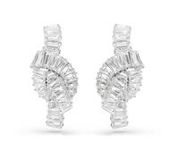 Swarovski Matrix Earrings, Twisted Knot Motif with Clear Baguette-Cut Crystals in a Rhodium-Finished Setting, Part of the Swarovski Matrix Collection