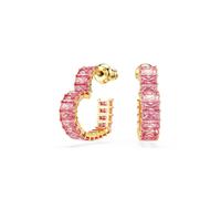 Swarovski Matrix Gold Heart Shape Pink Baguette Crystal Hoop Earrings