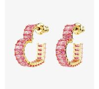 Swarovski Jewellery Swarovski Matrix Baguette Cut Pink Small Heart Gold Tone Hoop Earrings 1.9 x 0.5cm