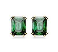 Swarovski Matrix Green Rectangular Cut Gold Plated Stud Earrings 5677142