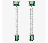 Swarovski Matrix Green Mixed Cut Rhodium Plated Dropper Earrings 5665786