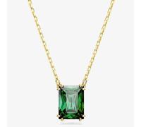 Swarovski Matrix Pendant Necklace, Green Rectangular-Cut Crystals in a Gold-Tone Plated Setting, from the Matrix Collection