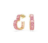 Swarovski Jewellery Swarovski Matrix Baguette Cut Pink Small Heart Gold Tone Hoop Earrings 1.9 x 0.5cm