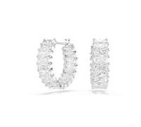Swarovski Matrix hoop earrings, Baguette cut, White, Rhodium Finish