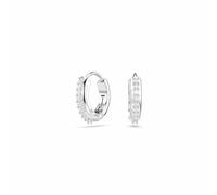Swarovski Matrix hoop earrings, Round cut, White, Rhodium plated