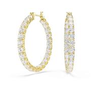 Swarovski Matrix hoop earrings, Round cut, White, Gold-tone plated