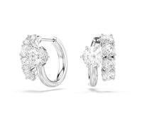 Swarovski Matrix Hoop Earrings, Round Cut, White, Rhodium Plated