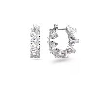 Swarovski Small Hoop Earrings, White Triangle Cut Crystal Earrings in a Rhodium Plated Setting, from the Ortyx Collection