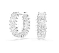 Swarovski Matrix mini hoop Earrings, White, Rhodium plated