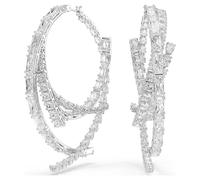 Swarovski Matrix Mixed Cut White Rhodium Plated Hoop Earrings