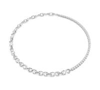 Swarovski Matrix Necklace, S-Shape, Round Cut, White, Rhodium Plated